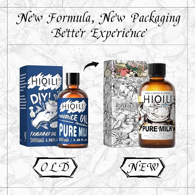 HIQILI Pure Milk Fragrance Oil for Soap Making & Body Wash - 1 Fl Oz | Long-Lasting Scent, Suitable for Home Diffuser, Making Candle, Scrub, Skin Product, Pet Safe, Graduated Dropper Included