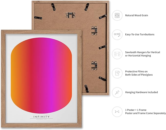 Monem Art Infinity Spectrum Gradient Print - Modern Geometric Abstract Poster - Wall Decor for Living Room, Bedroom or Office - 16x20 Beige Framed Wall Art by Rs Lab Studio