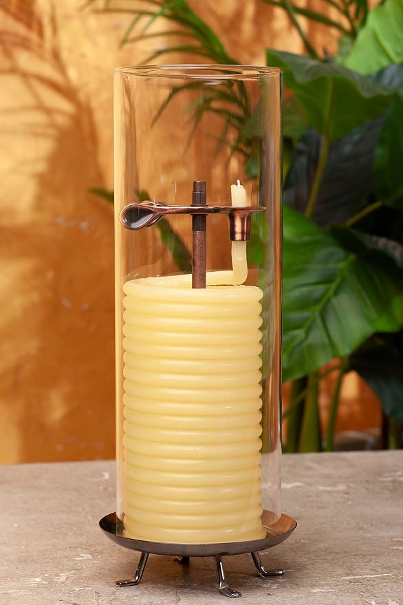 Candle by the Hour 80-Hour Candle with Glass Cylinder, Eco-Friendly Natural Beeswax with Cotton Wick, Yellow (Pack of 4)