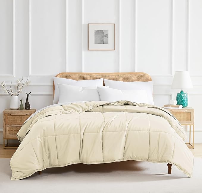 Southshore Fine Living, Inc. Twin Comforter/Duvet Insert, Down-Alternative Comforter, Twin Size Pet Hair Resistant Bedding, Fluffy Comforters, All Season Twin/XL Bedding, Cream Color