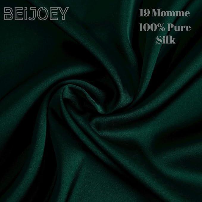 100% Mulberry Silk Pillowcase 2 Pack for Hair and Skin,with Hidden Zipper,Both Sides 19 Momme 600 Thread Count Natural Silk Pillow Cover,Soft Breathable Smooth (Dark Green, Queen 20''x30'')