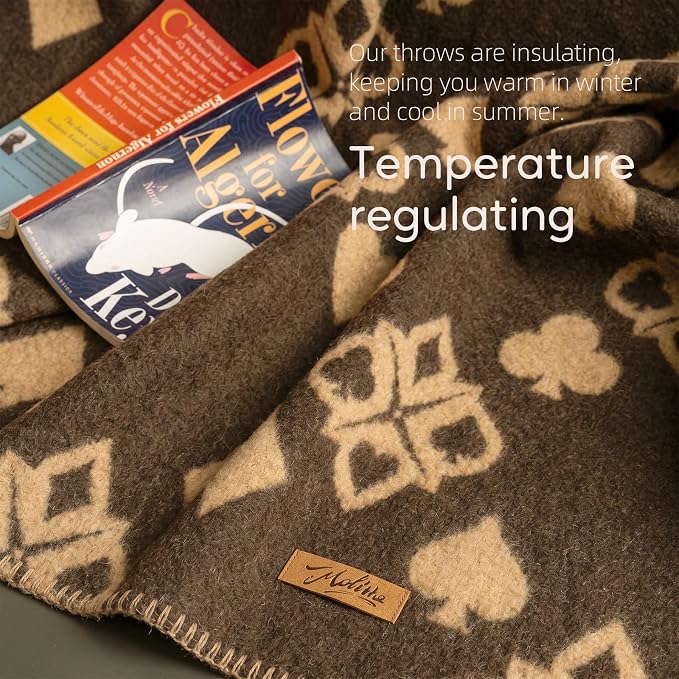 Molithe 100% Wool Blanket, 62" x 86", Warm, Thick, Washable, Military | Great for Camping, Outdoors, Sporting Events, Survival Kits Taffy Chocolate