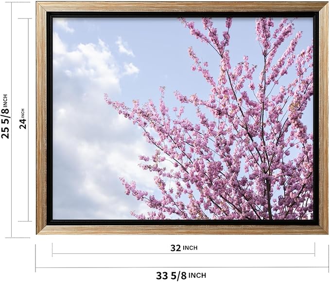 Monem Art Cherry Blossom Spring Sky Photography Print - Floral Nature Art Poster - Wall Decor for Living Room, Bedroom or Office - 24x32 Silver Framed CANVAS Wall Art by Mareike Bohmer