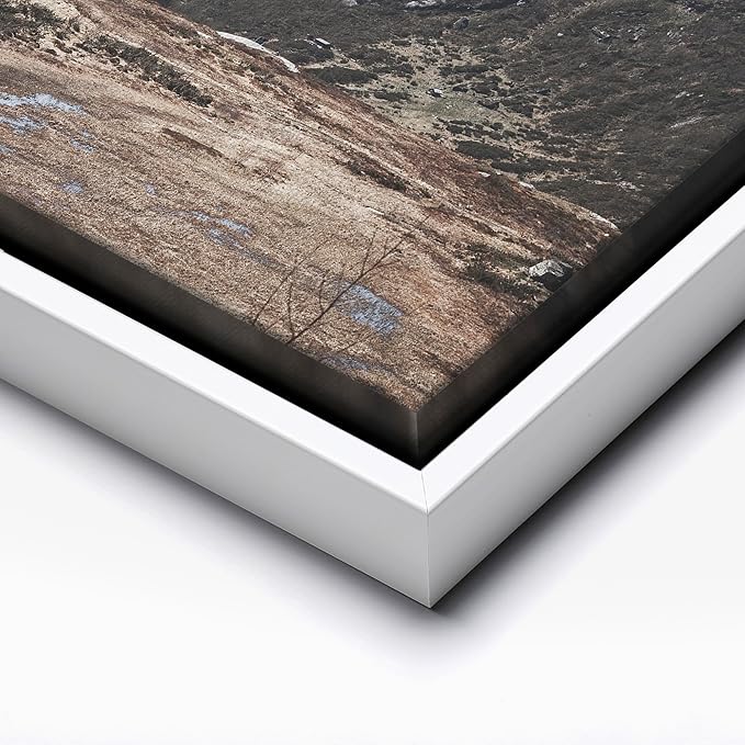 Monem Art Scandinavian Mountain Cabin Landscape Photography Print - Nordic Nature Scenic Art Poster - Wall Decor for Living Room, Bedroom or Office - 24x32 White Framed CANVAS by Mareike Bohmer