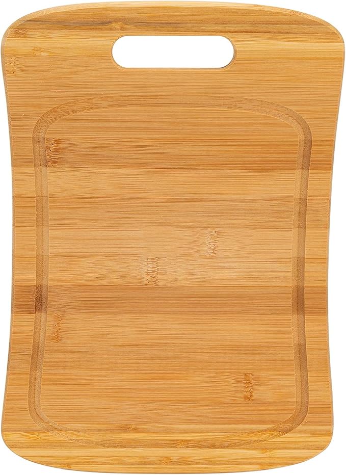 Kitchen Details Large Curved Bamboo Cutting Board, Dual Sided, Ultra Thick Cut Resistant