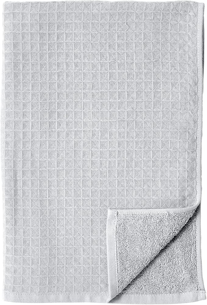UCHINO Waffle Twist Cotton Weave Hand Towel for Bathroom Lightweight Absorbent Quick Dry Honeycomb Texture Solid Terry Loop Reverse 20" x 30", 1 Hand Towel, Grey