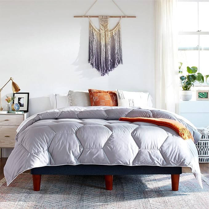 Layla All Season Down Alternative Comforter, (White, Full/Queen), 300 Thread Count 100% Cotton Fabric with Corner Loops