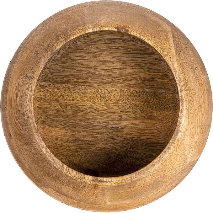 Bloomingville Modern Round Wood Bowl, Natural Finish