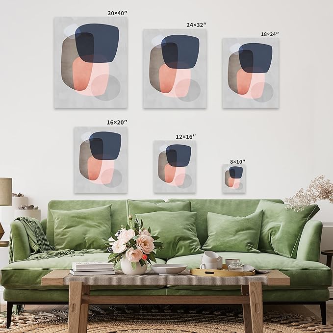 Monem Art Pastel Abstract Organic Shapes Print - Scandinavian Minimalist Art Poster - Wall Decor for Living Room, Bedroom or Office - 24x32 Brown Framed CANVAS Wall Art by Mareike Bohmer