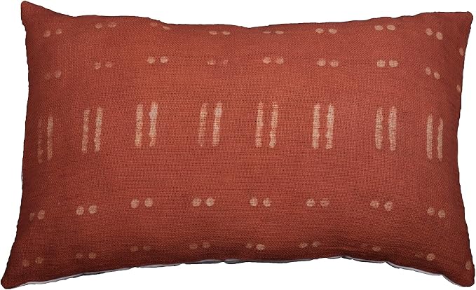 Trade Star Lumbar Pillow Covers 100% Cotton Cushion Cover Indian Decorative Cushion Cover Luxurious Throw Pillow Cover for Room Decor Handloomed Mudcloth Cushion Case (Rust Blossom 14X22 INCHES)