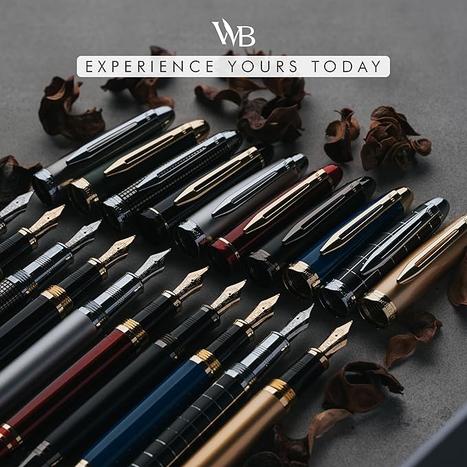 Wordsworth & Black Majesti Fountain Pen-(Blue), Luxury Case, 24K Gold Finish; 18K Gilded Medium Nib- Ink Cartridges, Refillable Ink Converter-Calligraphy Pen-Best Business Gift Set for Men & Women