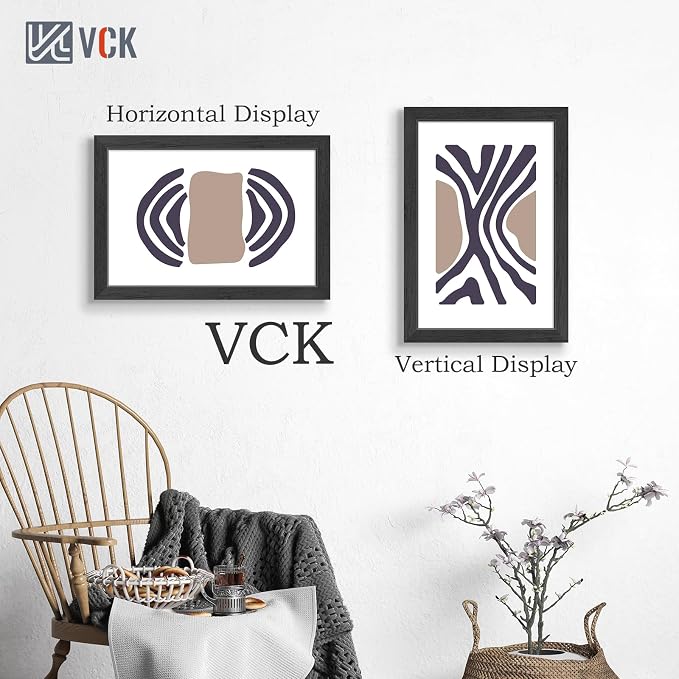 VCK 12x18 Frame Set of 3, black Wood Frames, Gallery Wall Decor Photo Frames for Wall Mounting Horizontally or Vertically