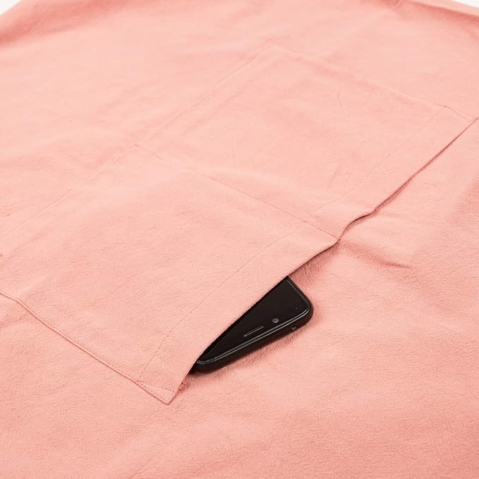 ELEZAY Aprons for Women with Pockets Plus Size Comfort Cross Back No Tie Cotton Linen Apron Pinafore