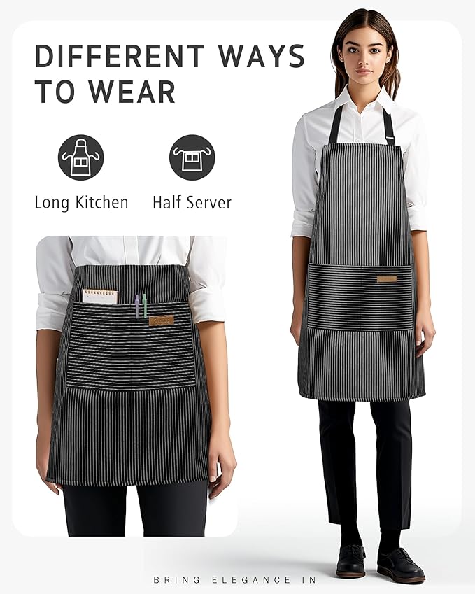 Syntus Chef Apron for Men Women Kitchen Cooking Apron with Pockets, Adjustable Bib Aprons Stain Resistant