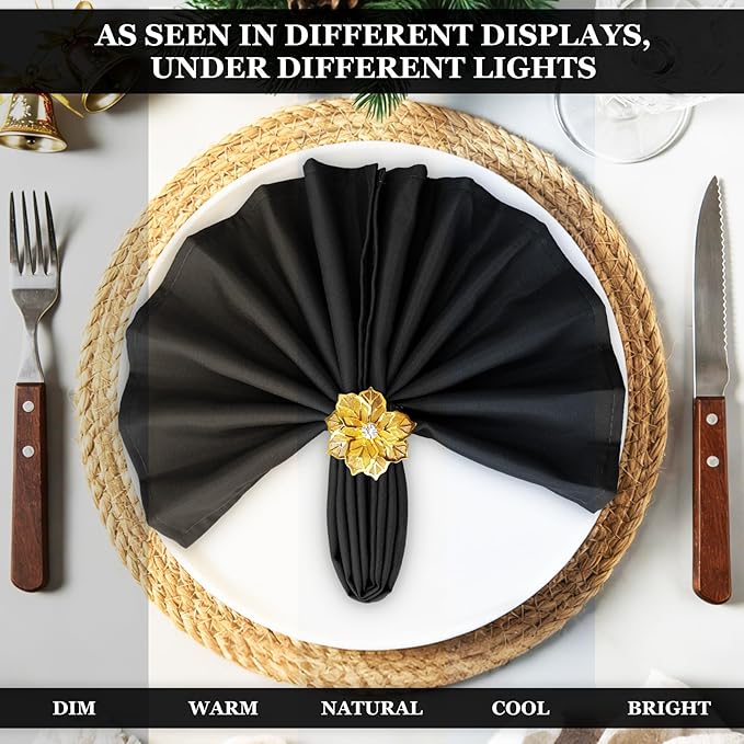 SuperO Set of 80 Cloth Napkins 17 x 17 Inch, Polyester Solid Washable Dinner Napkins with Hemmed Edges,Great for Restaurant, Wedding and Party(Black)