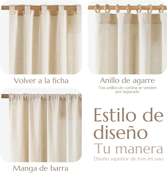 jinchan Linen Blend Closet Curtains 84 Inches Length 2 Panel for Bedroom Bathroom, Natural Farmhouse Country Cottage Core Style 38 Inches Wide Drapes with Rod Pocket Back Tab (38W x 84L, Ecru)