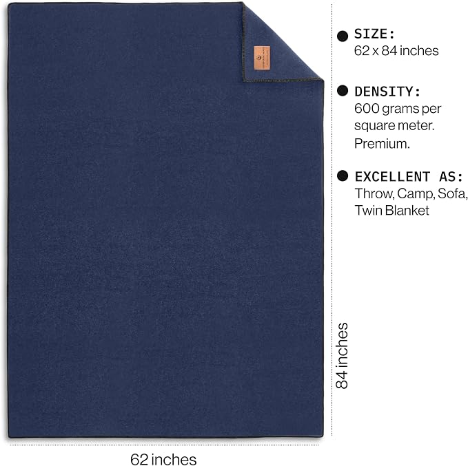 Whispering Winds 100% Wool Blanket, Premium Twin Size (62"x84") | Soft, Warm, Thick, Comfortable, For Bed, Couch, Home, Car, Camping, Outdoors, Survival