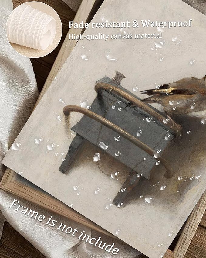 Vodefoad Retro Bird wall art Neutral bird Still Life Canvas Prints Painting Cottage Oil Art Print Country Field Style Birds Vintage Wall Decor for Gallery Kitchen Living Room Bedroom (UNFRAMED 8x10in)