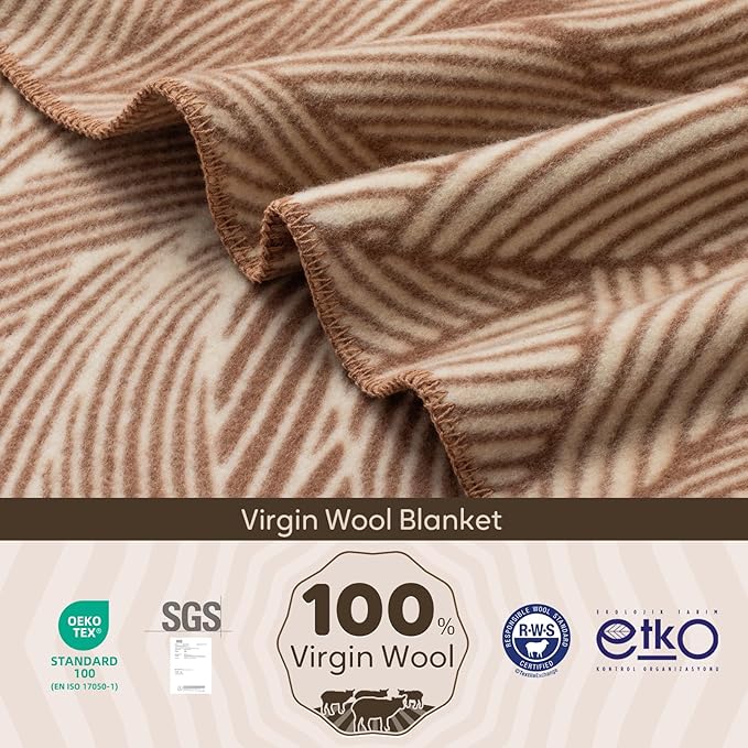 Molithe 100% Wool Blanket, 62" x 86", Warm, Thick, Washable, Military Wool Blanket, Great for Camping, Outdoors, Sporting Events, Survival Kits
