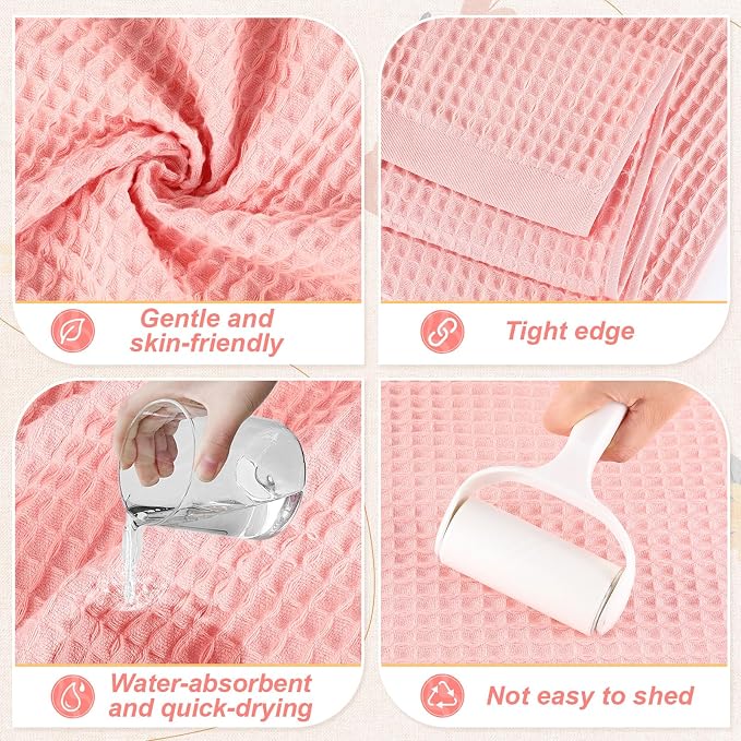 SmoothNovelty 4 Pack 100% Cotton Waffle Bath Towels 30 x 57 Inch Oversize Waffle Weave Towel Quick Dry Absorbent Soft Lightweight Blanket for Bathroom Shower Spa Yoga Beach Pool Travel, Colorful