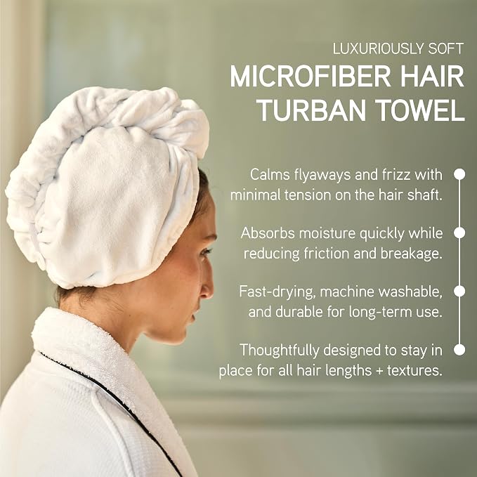 ILES FORMULA Hair Turban Towel – Ultra-Soft Microfiber Hair Towel Wrap for Fast Drying, Frizz Control & Breakage Protection – Large, Lightweight Hair Wrap for Short, Long & Curly – Grey