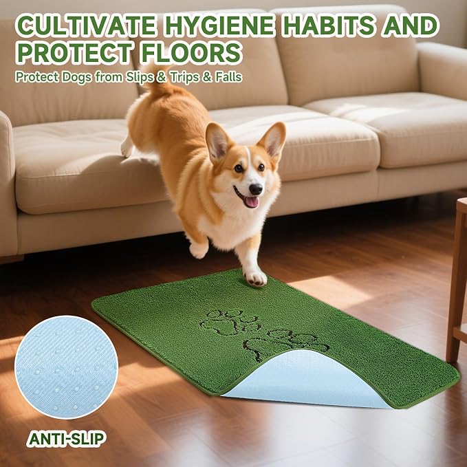 Homimp Guinea Pig Cage Liners, 2 Pack Washable Small Animal Bedding, Fast and Super Absorbent Mat for Small Animal Rabbit Bunny Hamster, Green Long Wool Fake Grass for Potty Training, Green 24"×44"