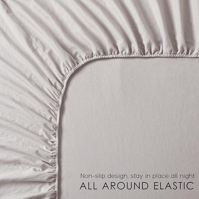 4Pcs Organic Linen Sheets Split King, 100% French Linen from Normandy, Durable Natural Linen Split King Sheet Set with 16 Inch Deep Pocket, 1 Flat Sheet, 2 Fitted Sheet, 2 Pillowcases