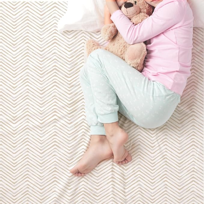 MakeMake Organics Organic Sheet Set Full (4 Piece) GOTS Certified Organic Cotton Sheets 300 TC Sateen Soft Fitted Sheet Flat Sheet Pillow Cases Toddler Kids (Full, Herringbone)