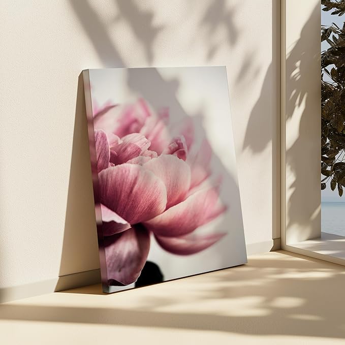 Monem Art Pink Peony Macro Photography Print - Minimalist Floral Art Poster - Wall Decor for Living Room, Bedroom or Office - 16x20 ROLLED CANVAS Wall Art by Mareike Bohmer