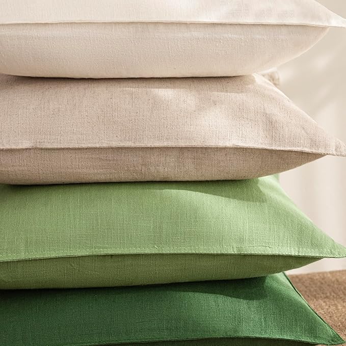 Foindtower Pack of 2, Decorative Linen Soild Throw Pillow Covers Soft Accent Lumbar Cushion Case Boho Farmhouse Pillowcase for Chair Couch Sofa Bedroom Living Room Home Decor 12 x 20 Inch Lime Green
