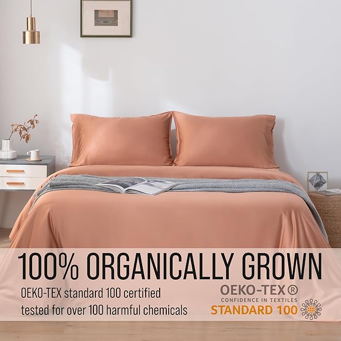 Bella Coterie | Luxury Bamboo Viscose Queen Size Pillowcase Set | 100% Organically Grown | Ultra Soft | Cooling | 2 Pcs [Terracotta]