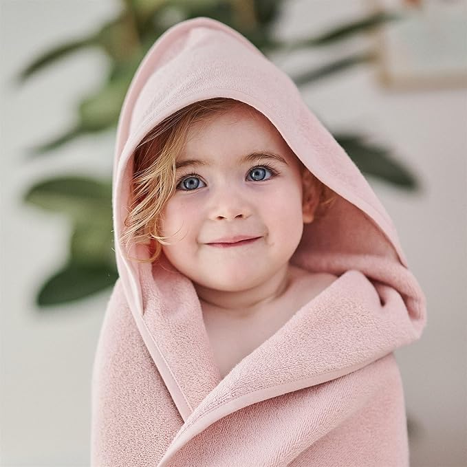 Hooded Baby Towels – 100% Organic Cotton Baby Bath Towels – Baby Girl Newborn Essentials - Super-Soft and Absorbent.(Blush)