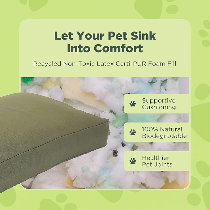X-Large - 48 x 30 x 5 - Natural Premium Organic Hemp Dog Bed - CertiPUR Fill - Removeable Cover