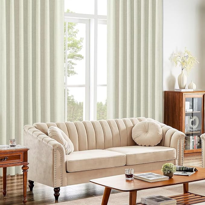CUCRAF Custom Linen 100% Total Blackout Curtains, Light Beige Back Tab and Rod Pocket Curtain for Living Room Bedroom, Light Blocking Drapes Thermal Insulated 1 Panel (Custom Size, Color)