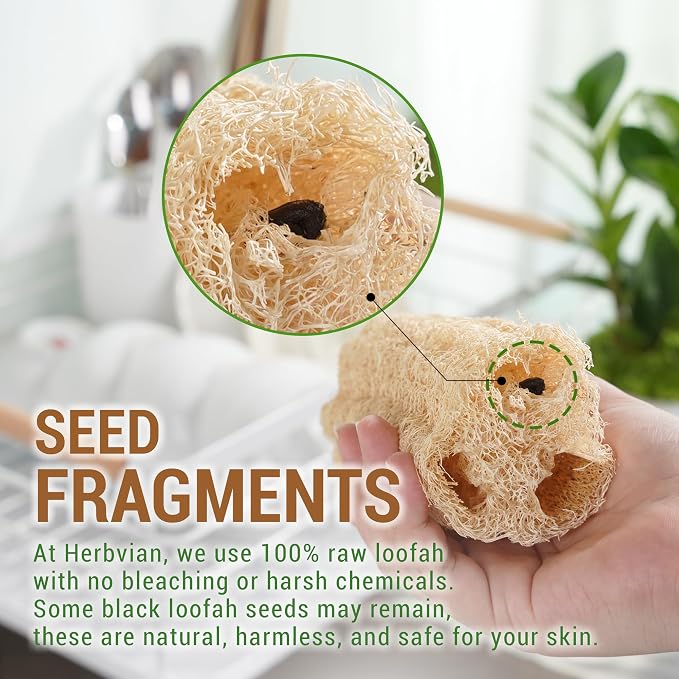 Natural Vietnamese Loofah Sponge, 100% Plant-Based Luffa Exfoliating Body Scrubber for Shower, Multi-Functional for Kitchen, Ideal for Men & Women, Spa & for Pet (2pcs/Pack)