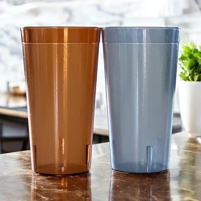 Oojami Set of 16 Plastic Tumblers, 20-Ounce Reusable Cups, BPA-Free & Shatterproof, Stackable Restaurant-Style Drinking Glasses for Water, Juice, and Everyday Use, Dishwasher Safe 20 oz