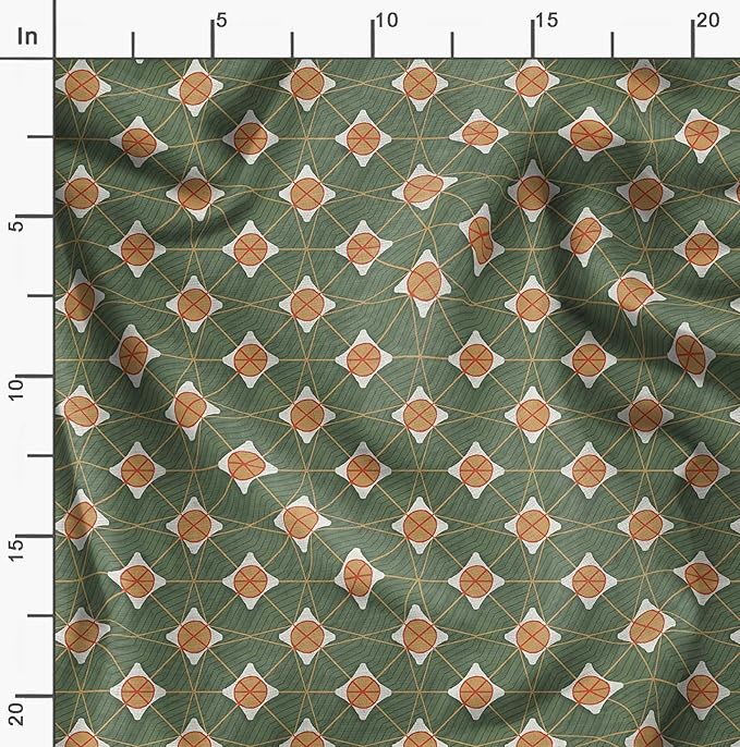 Soimoi African Print - Green, Premium Cotton Cambric Fabric - Medium Weight Material for Quilting, Kurtis, Blouse, Kids Clothing, Tunic, Curtains - 42" Inch Wide, 1 Yard