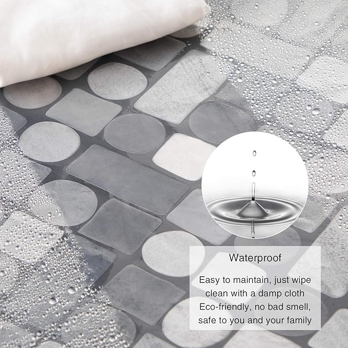 WELTRXE Shower Curtain Liner Waterproof, Clear 3D Geometric Patterns Heavy Duty Shower Liner with Magnets for Bathroom Shower Stall, Bathtubs, Thick Liner Without Chemical Smell, 72 x 72, 12 Hooks
