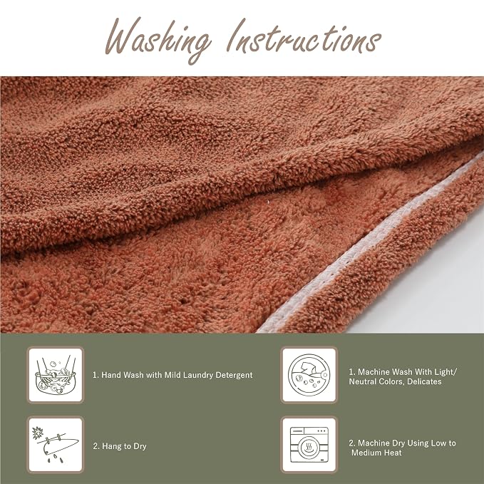 myHomeBody Hair Towel Wrap, Quick Drying Turban, Absorbent Cap – Cinnamon | Hair Turban Towel for wet hair, Ultra Soft Charcoal Fiber Cap, Towel Head Wrap for bathing with Coconut Shell Button