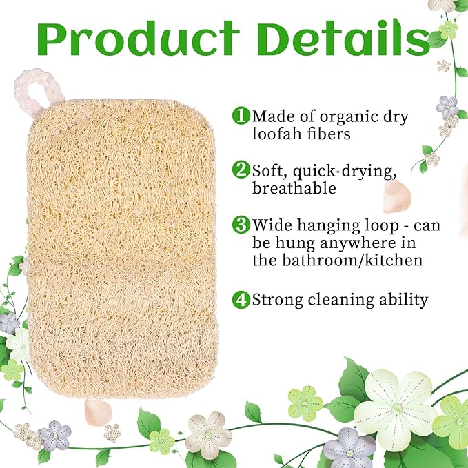 10 PCS Natural Sponges for Dishes, Loofah Dish Sponge for Kitchen Compostable Natural Loofah Sponges