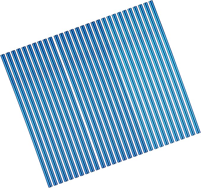 Blue Reusable Metal Straight Straws 100Pcs in Bulk Order (8.5" Long, Blue-100pcs Straight)
