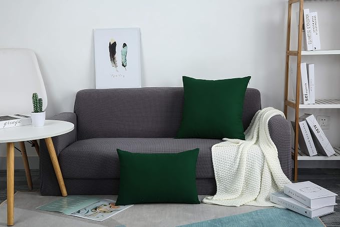 TangDepot 100% Cotton Solid Throw Pillow Cover 16x16 Deep Green | 100% cotton, same-color zip, machine wash & air dry. For living room, bedroom, office, car. 42 colors, 191 sizes. Cover only.