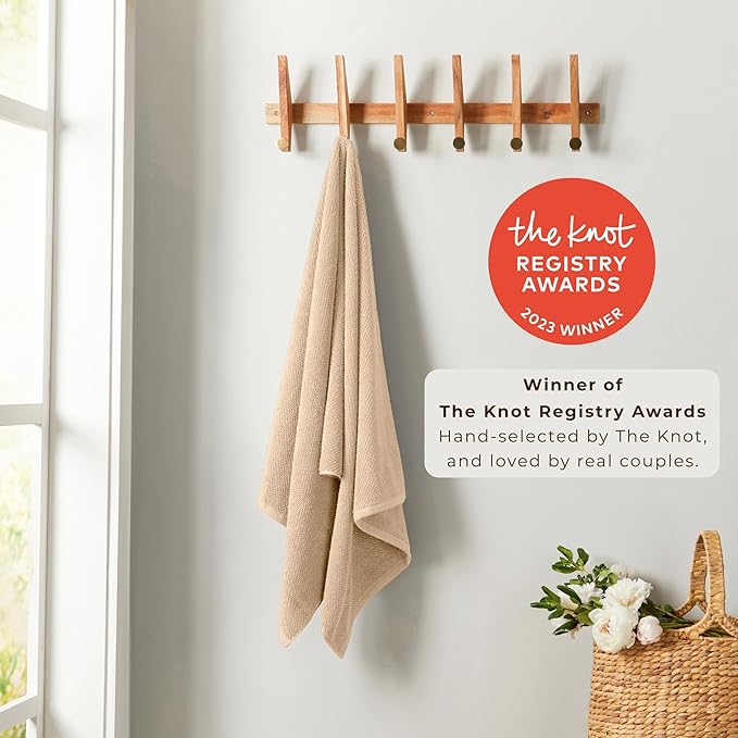 Great Bay Home 100% Cotton 6 Piece Towel Set - Absorbent, Quick-Drying, Durable Bath Towels for Bathroom Decor - Low-Twist, Two-Ply Fibers (Taupe)
