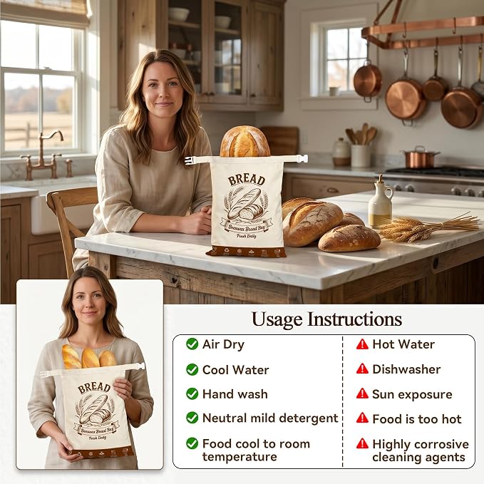 Beeswax Bread Bags for Sourdough 2 Pack 17x13 - FDA Compliant Reusable | Double-Seal Lock, Replaces Plastic Wrap, Zero Waste, for Artisan Boules, Baguettes, Homemade Loaves & Proofing Cover Included
