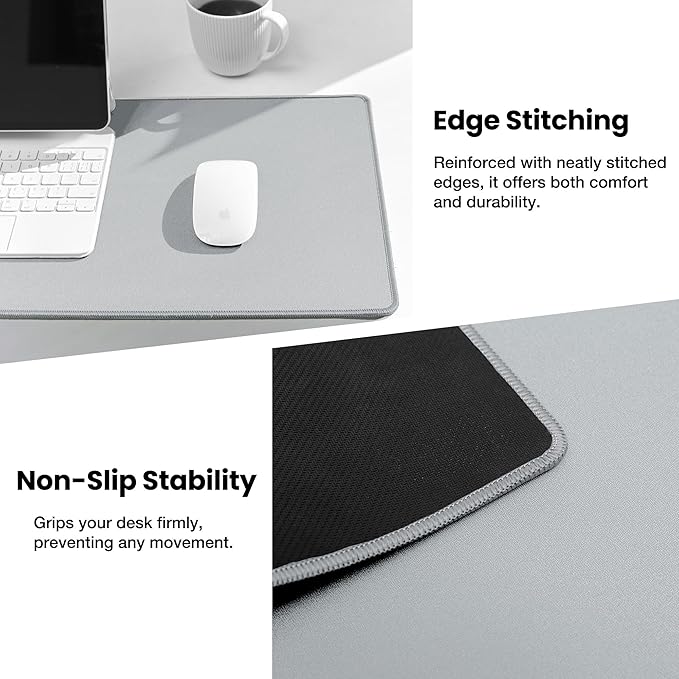 ALOANES Waterproof Mouse Pad with Durable Stitched Edge, Large Gaming Keyboard Pad, Non-Slip Rubber Base Mouse Mat, Extended Desk pad for Gamer, Office & Home, Gray Mousepad 27.6"x11.8"x0.12"