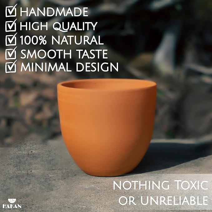 Hakan Kapadokya 16.9 oz, 4 Pcs, Handmade Pottery Mug Set of 4, Clay Cups for Beverages, Earthenware Flower Pot, Unglazed Clay Bowls, Drinking Cups for Decoration