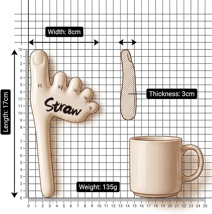 Funny Ceramic Foot Straw (Red pattern) | ceramic foot straw funny coffee straw cute toes straw