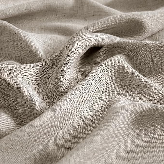 MIULEE Burlywood Birch Linen Curtains 90 Inch Long 2 Panels for Bedroom Living Room, Soft Linen Textured Window Drapes Semi Sheer Light Filtering Back Tab Rod Pocket Farmhouse Modern Burlap Look Decor