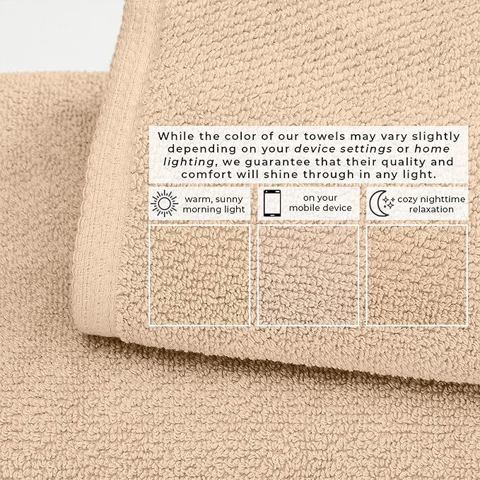 Great Bay Home 100% Cotton 6 Piece Towel Set - Absorbent, Quick-Drying, Durable Bath Towels for Bathroom Decor - Low-Twist, Two-Ply Fibers (Taupe)