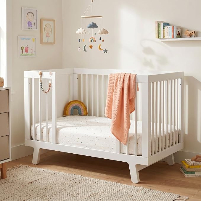 Makemake Organics GOTS Certified Organic Cotton Fitted Crib Sheet Soft Breathable (28"x52", Dotty)